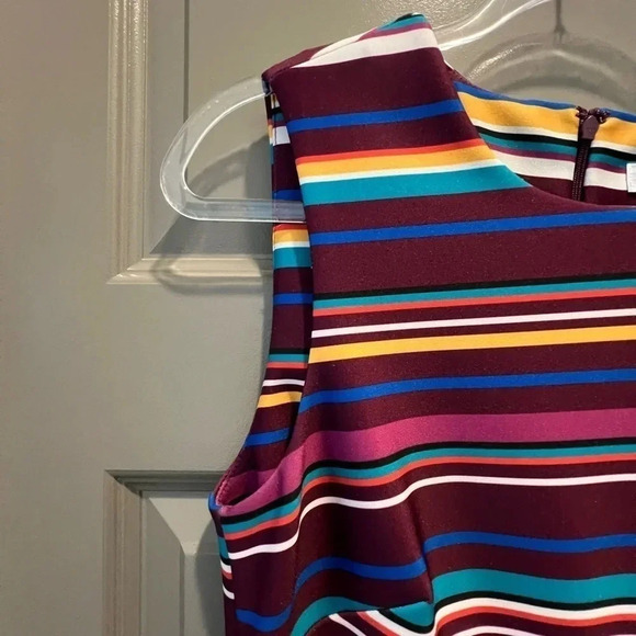 Calvin Klein A Line Striped Multicolor Dress Size 10 - Picture 3 of 16